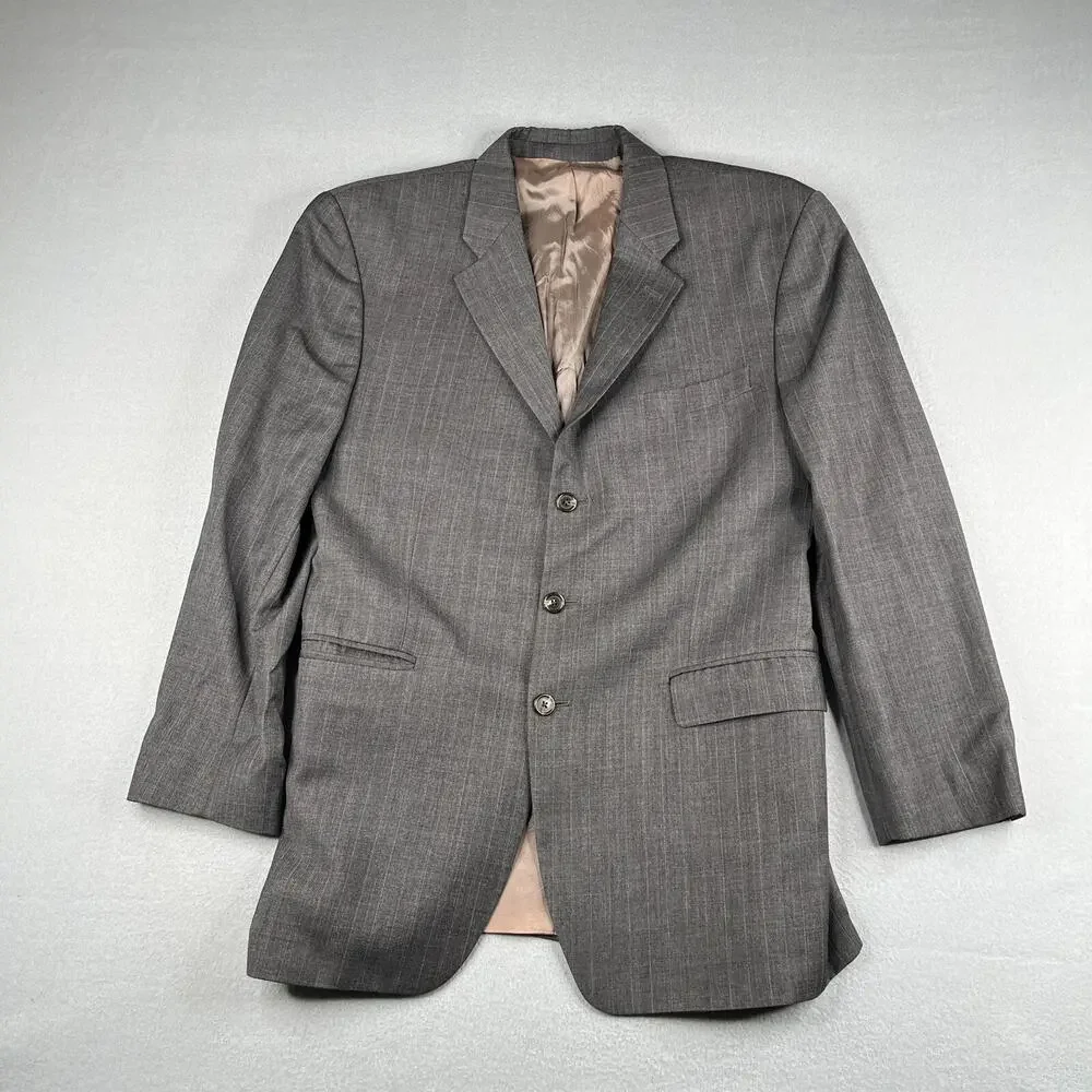 Ralph Lauren Suit Coat 44 Gray Pin Striped 3 Button